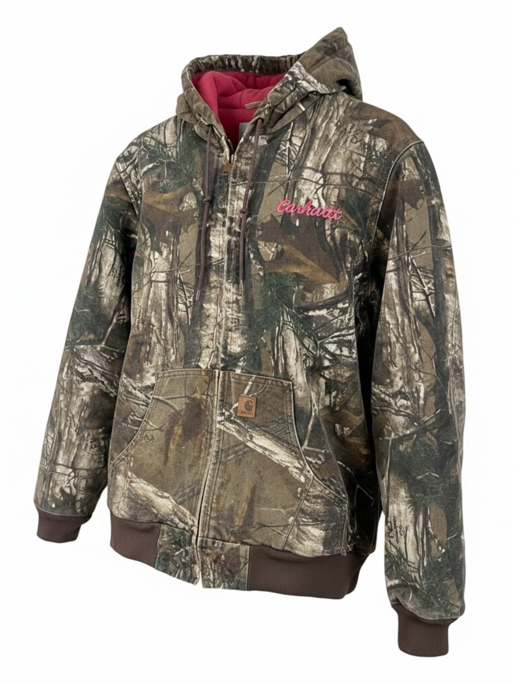 Carhartt Girls Camo Hooded Jacket with Pink Lining Youth 8/10